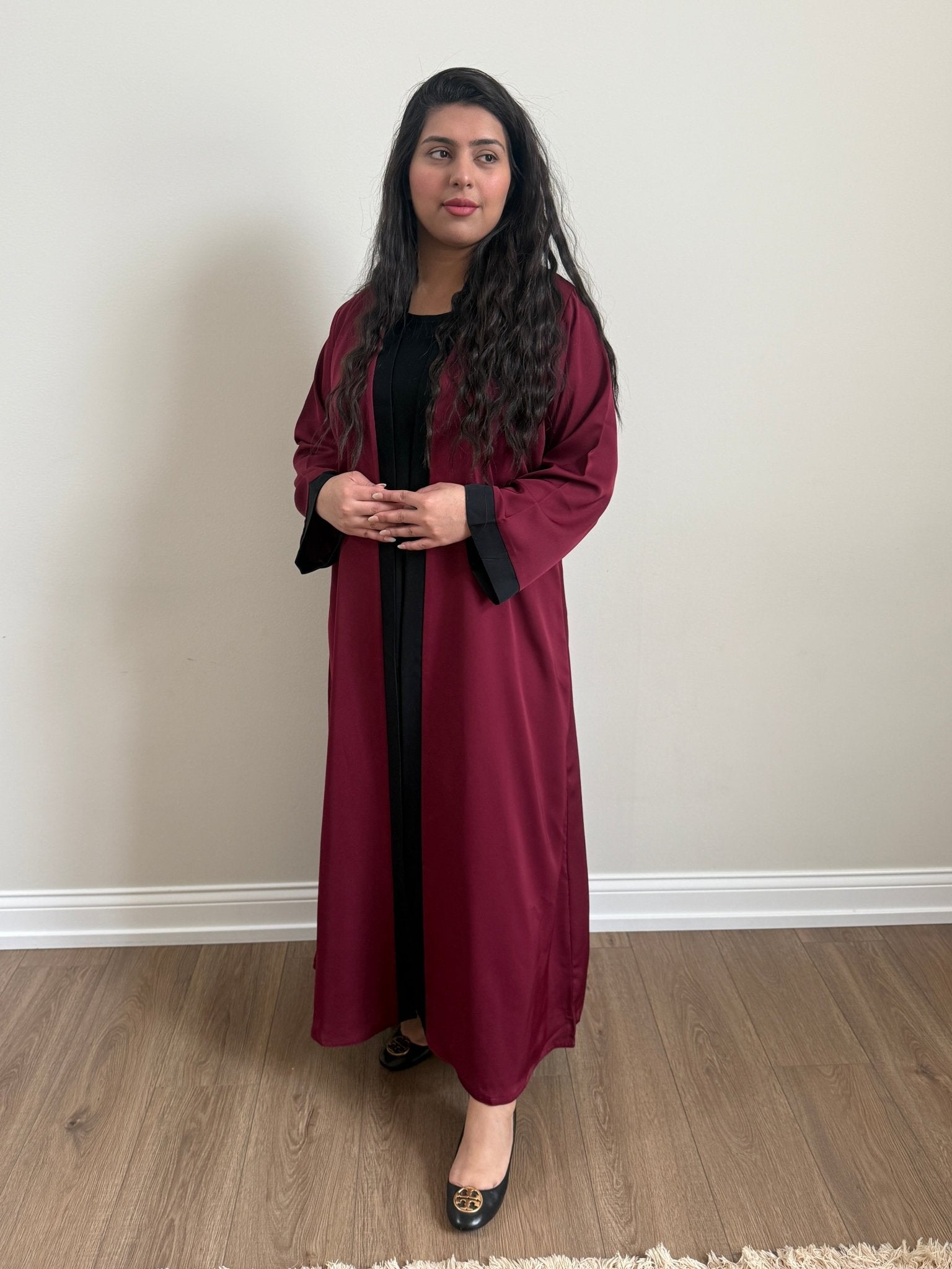 BURGANDY BLACK 2 piece ABAYA - Peace Lily
