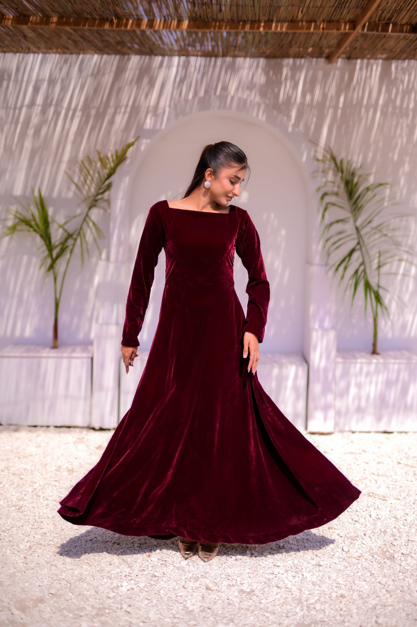 Red Velvet Maxi Dress - Peace Lily