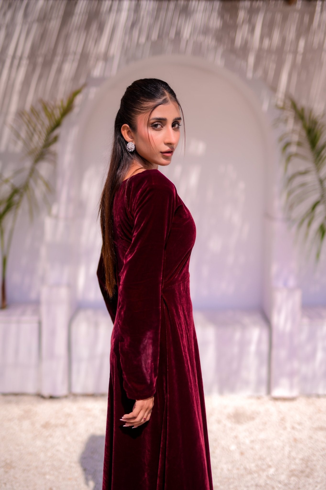 Red Velvet Maxi Dress - Peace Lily