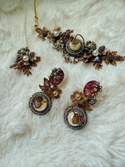3D pearl choker 4 piece set