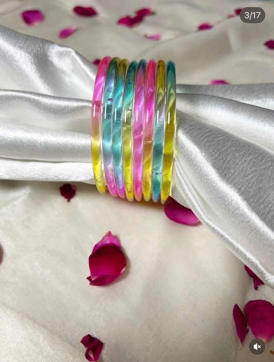 Jelly  Glass Bangles set of 8