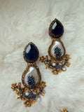 Green and blue gold earrings - Peace Lily