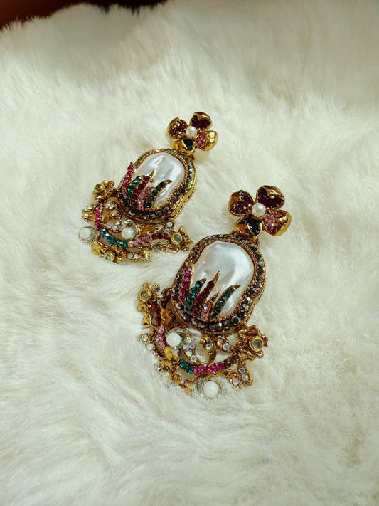 Multi colored contemporary earrings - Peace Lily