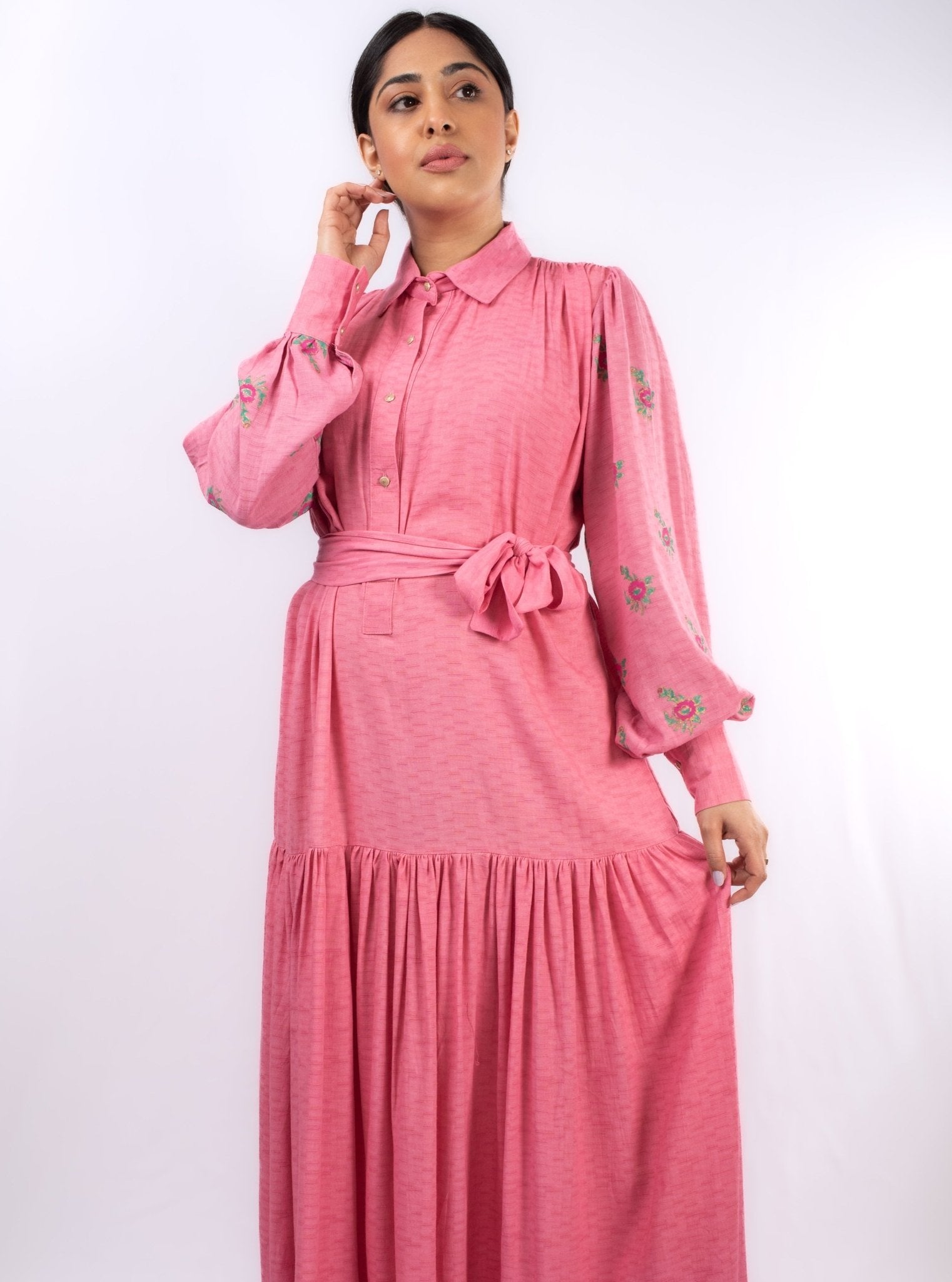 peace lily dress PINK BLOCK PRINT DRESS- CLEARANCE MEIDUM