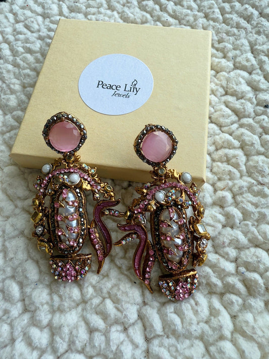 Pink Turkish Earrings - Peace Lily