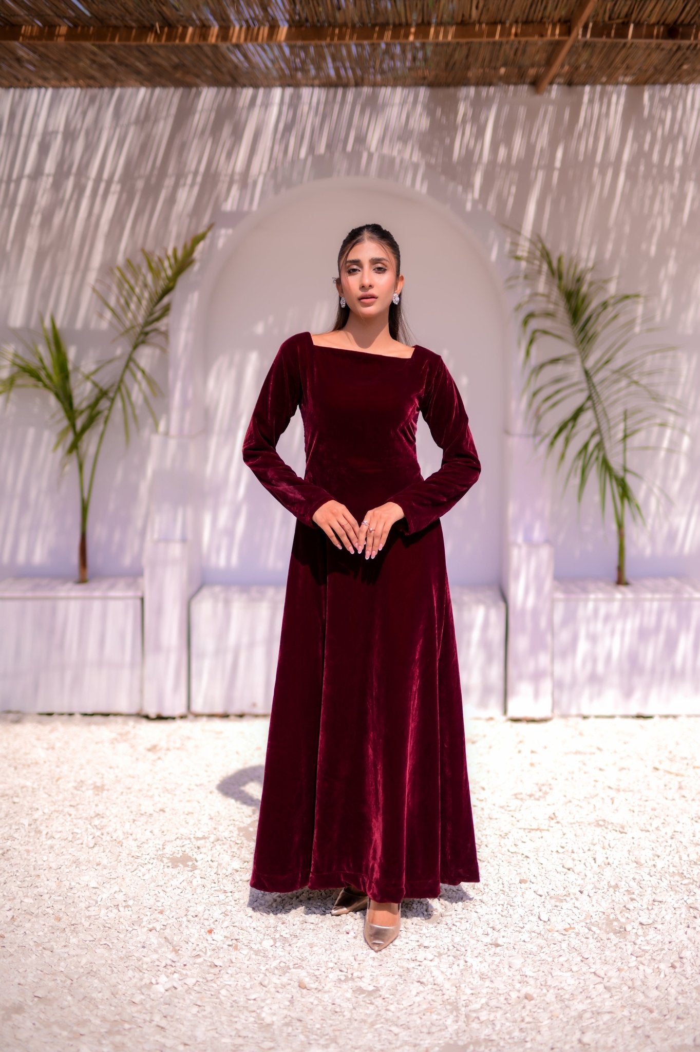 Red Velvet Maxi Dress - Peace Lily