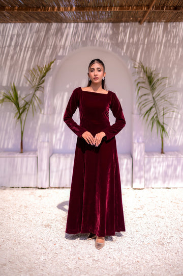 Red Velvet Maxi Dress - Peace Lily