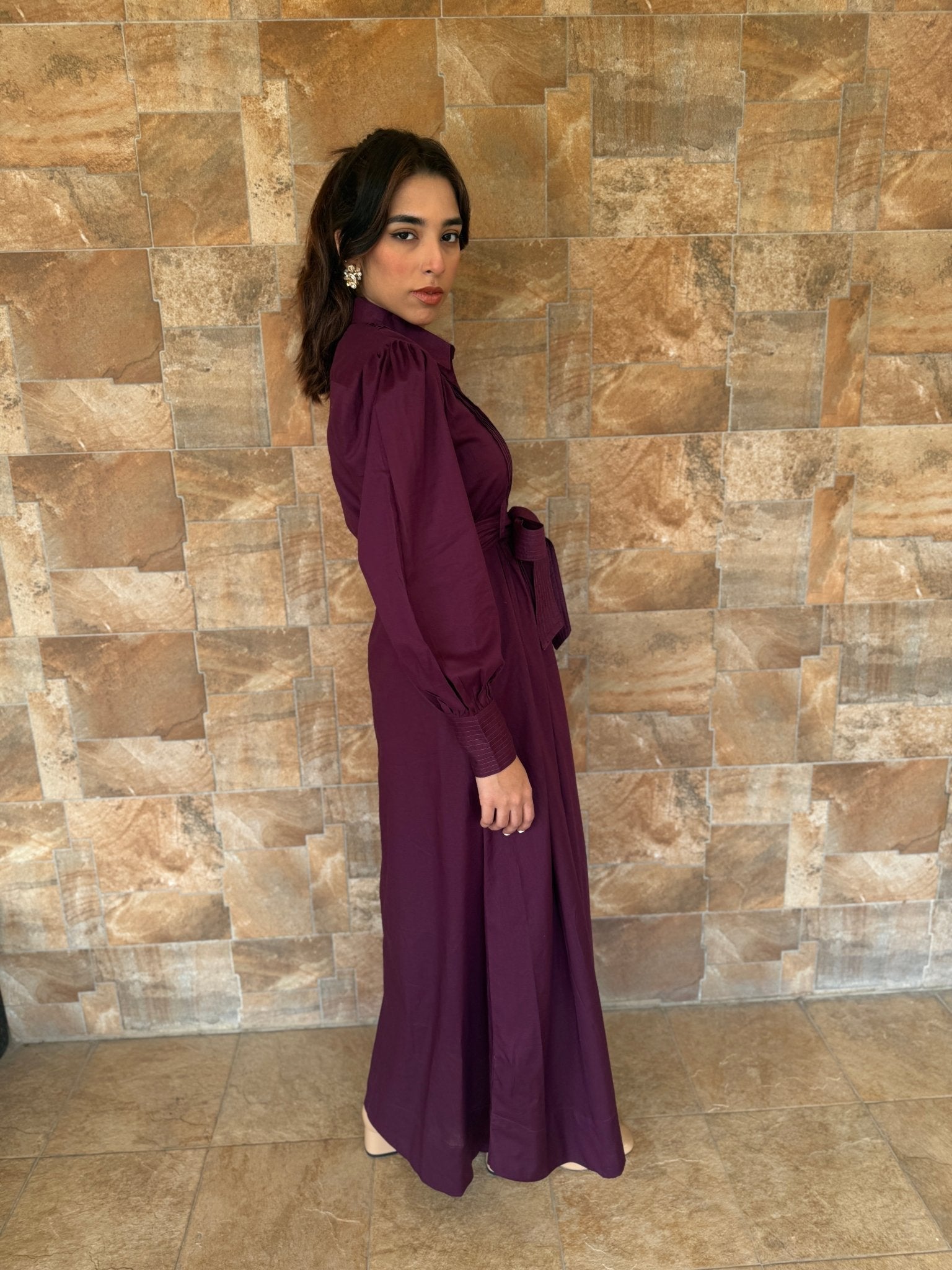 Viola Maxi Tie Dress Burgandy Small Viola Maxi Tie Dress Burgandy Small