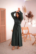 VIOLA MAXI TIE DRESS - TEAL GREEN - Peace Lily