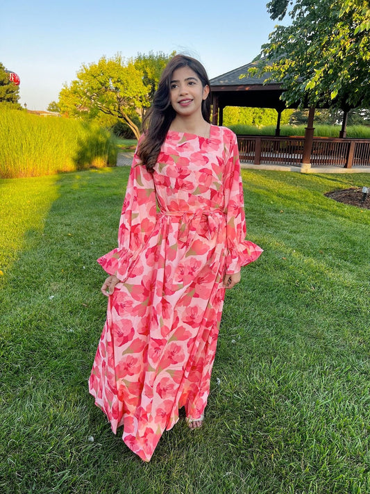 Pink Floral Dress - Peace Lily