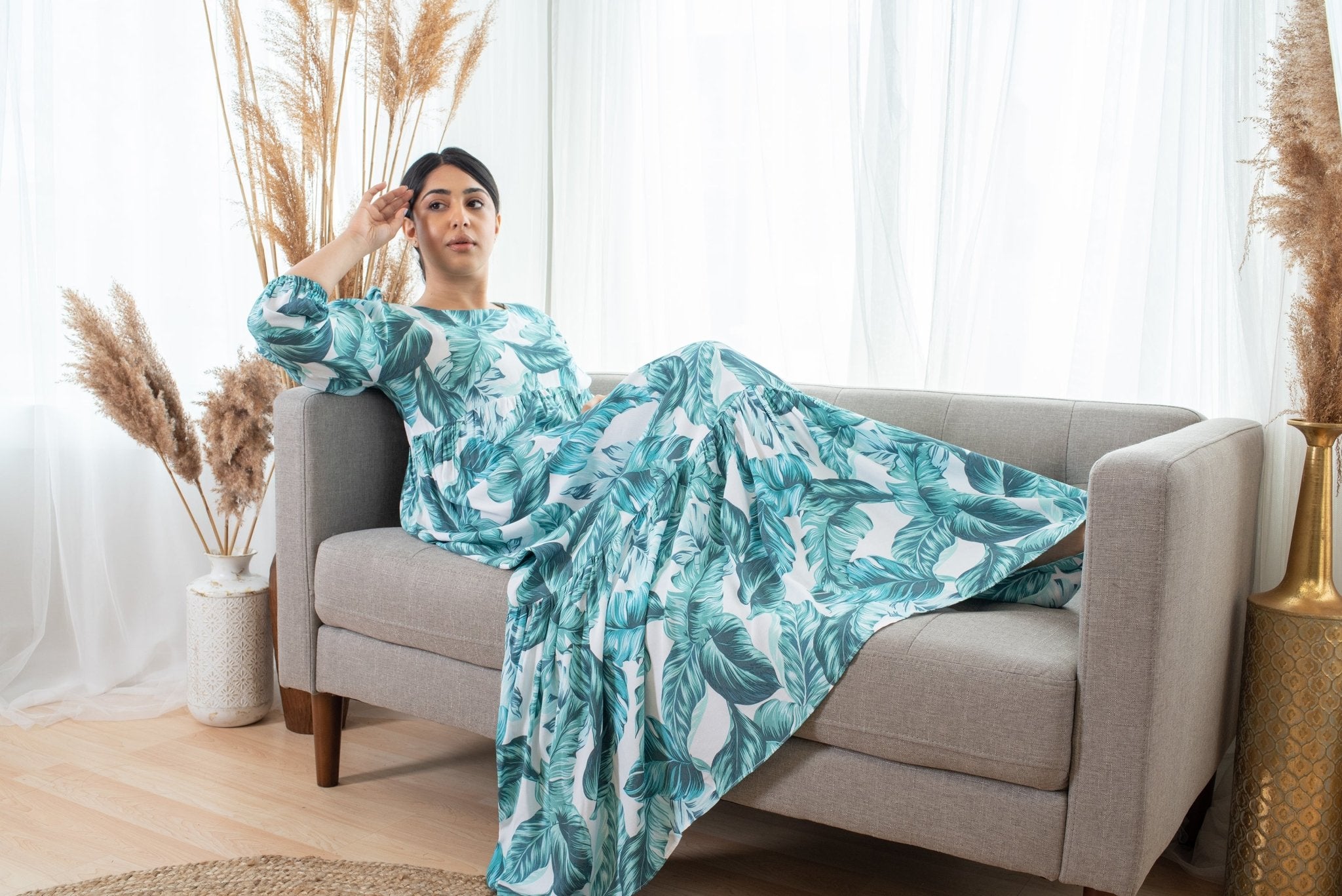 Perfect Sleeve Loose Plain, Breezy, Long Maxi Dress for Summer